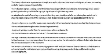 Ashanti Business Owners Welcome Reduction in Reference Rate