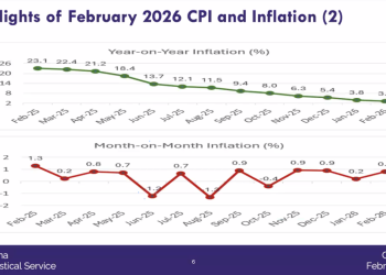 Inflation drops to 3.3% in February 2026